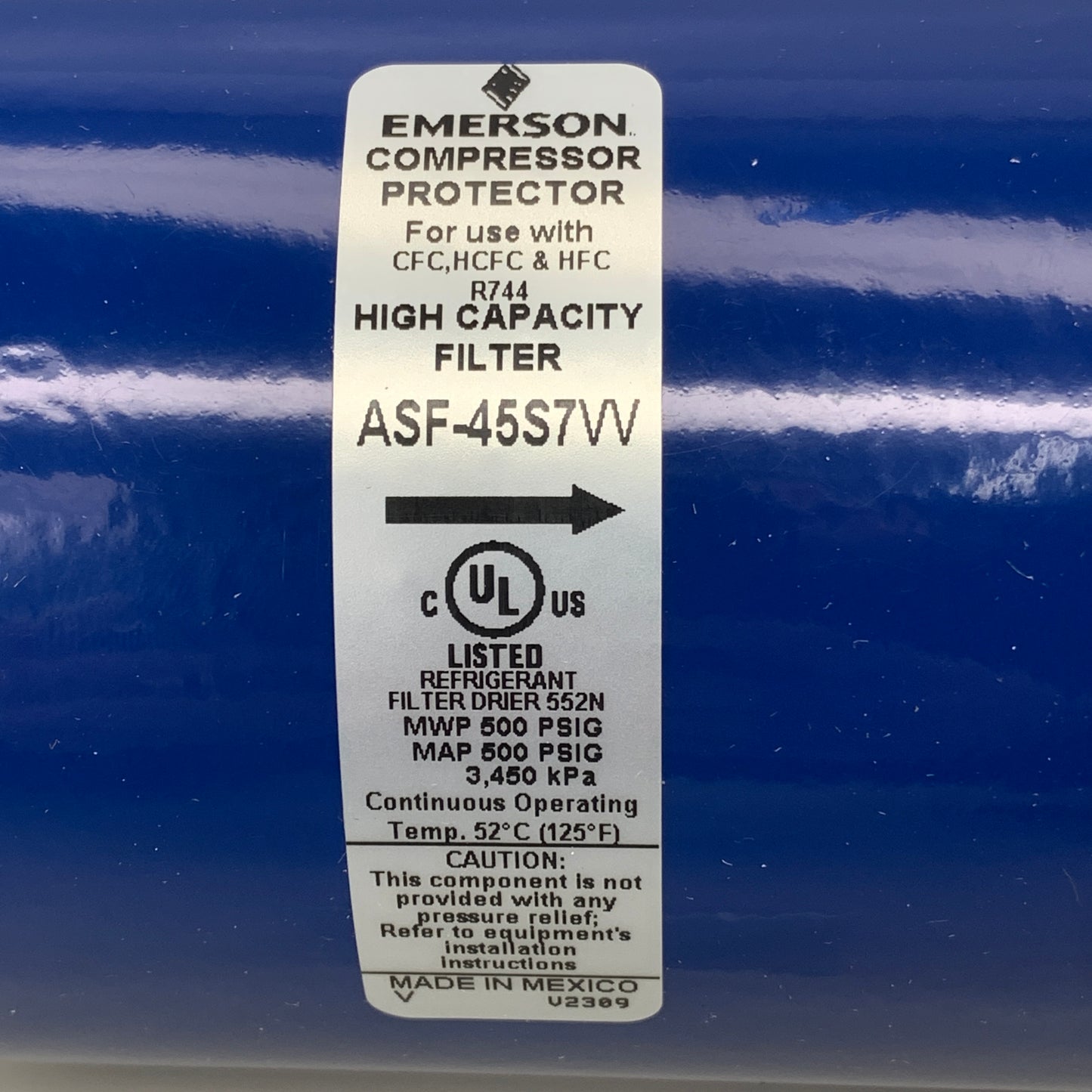 EMERSON Refrigerant Suction Line Filter Drier 7/8" ODF Solder 049182