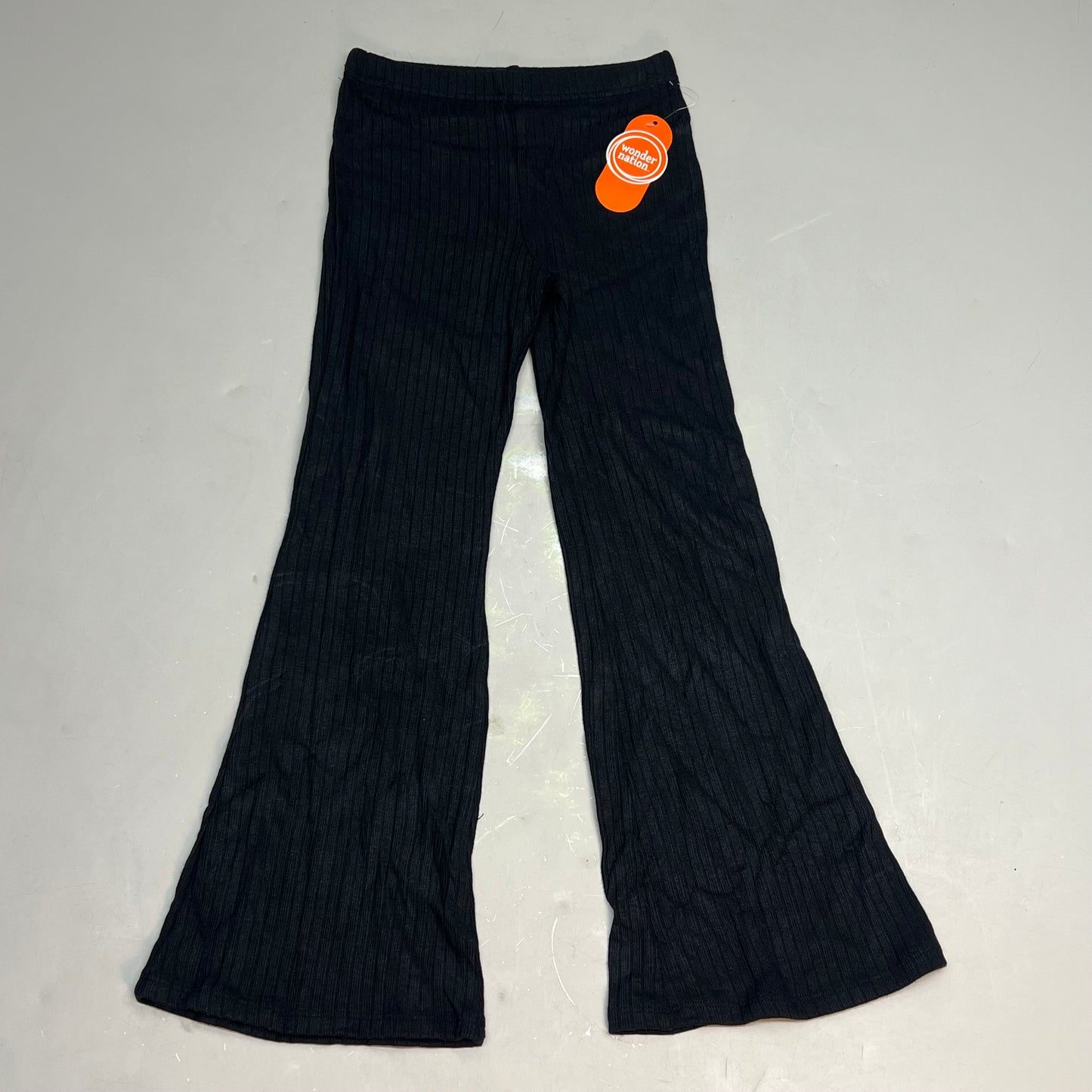 ZA@ WONDER NATION Twin Rib Bottoms Flare Pants Girl Sz S (6-6X) Black Soot