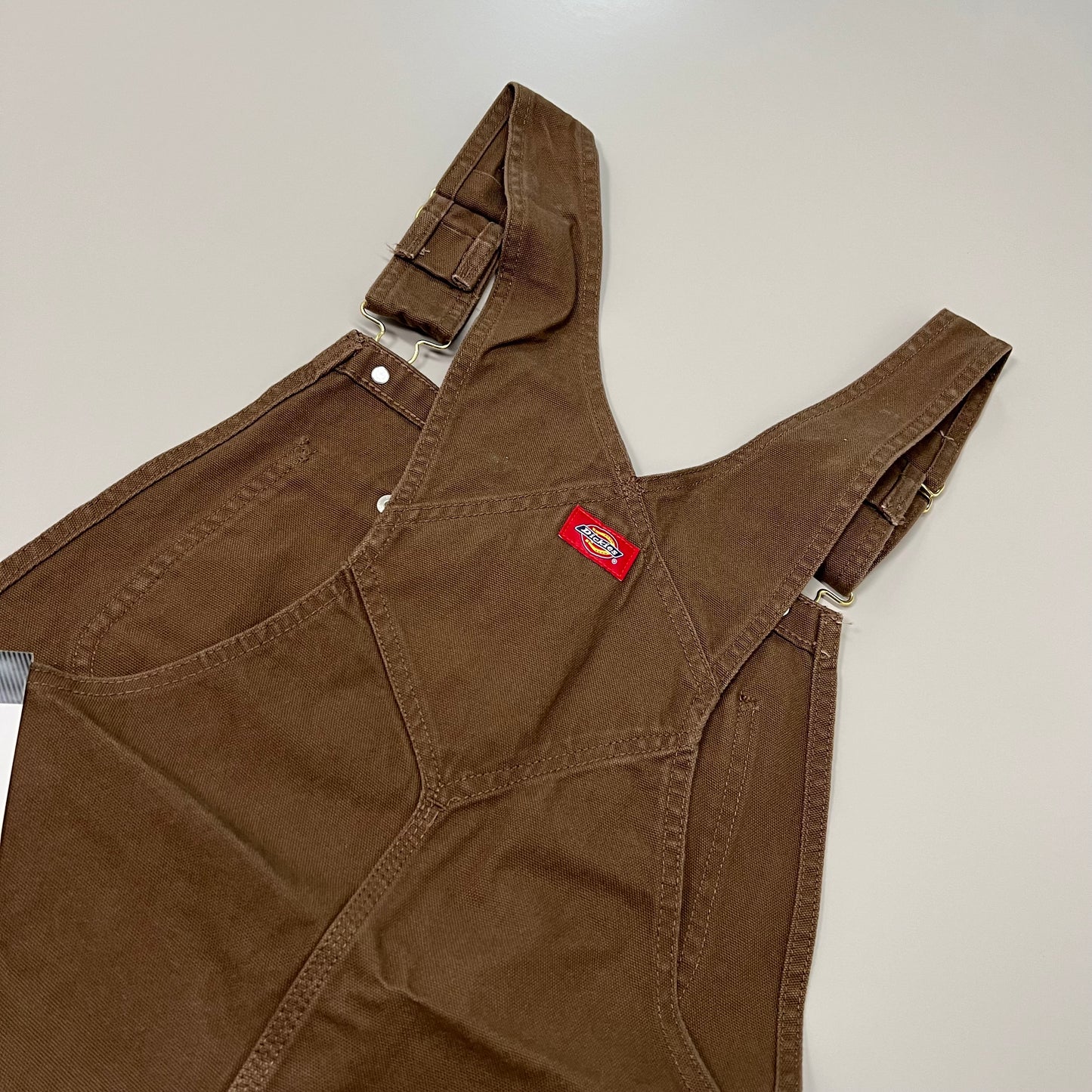 DICKIES Classic Highback Duck Bib Overall Mns 50X30 Rinsed Timber Brown DB100RTB