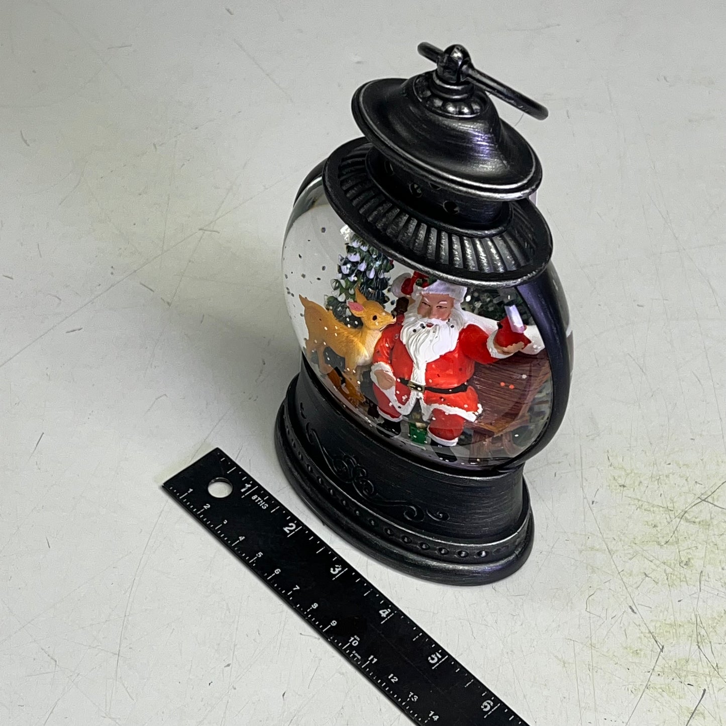 RAZZ IMPORTS  Santa Bench Lightened Water Lantern 8" 4540504