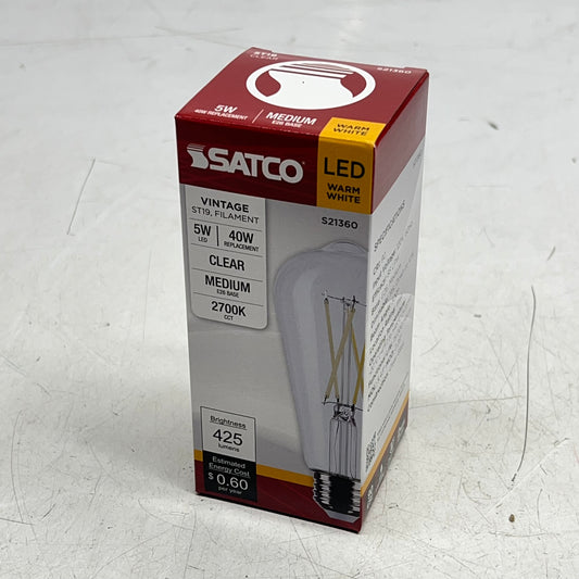 SATCO (6 PACK) Edison Style Bulb 5W LED ST19 2700K Warm White/Clear Glass S21360