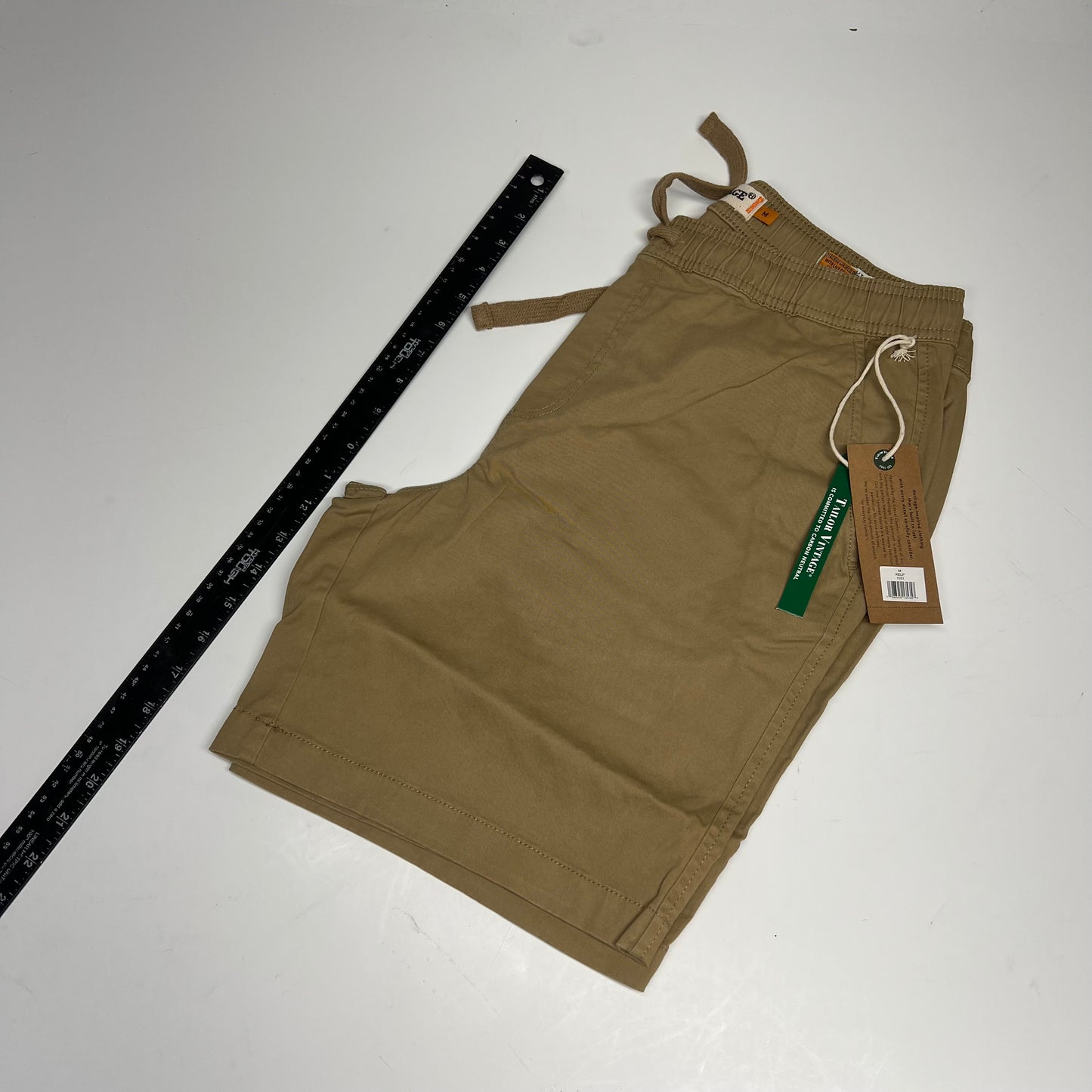 TAILOR VINTAGE Stretch Twill Pull on Short Lightweight Men's Sz M Kelp 1101