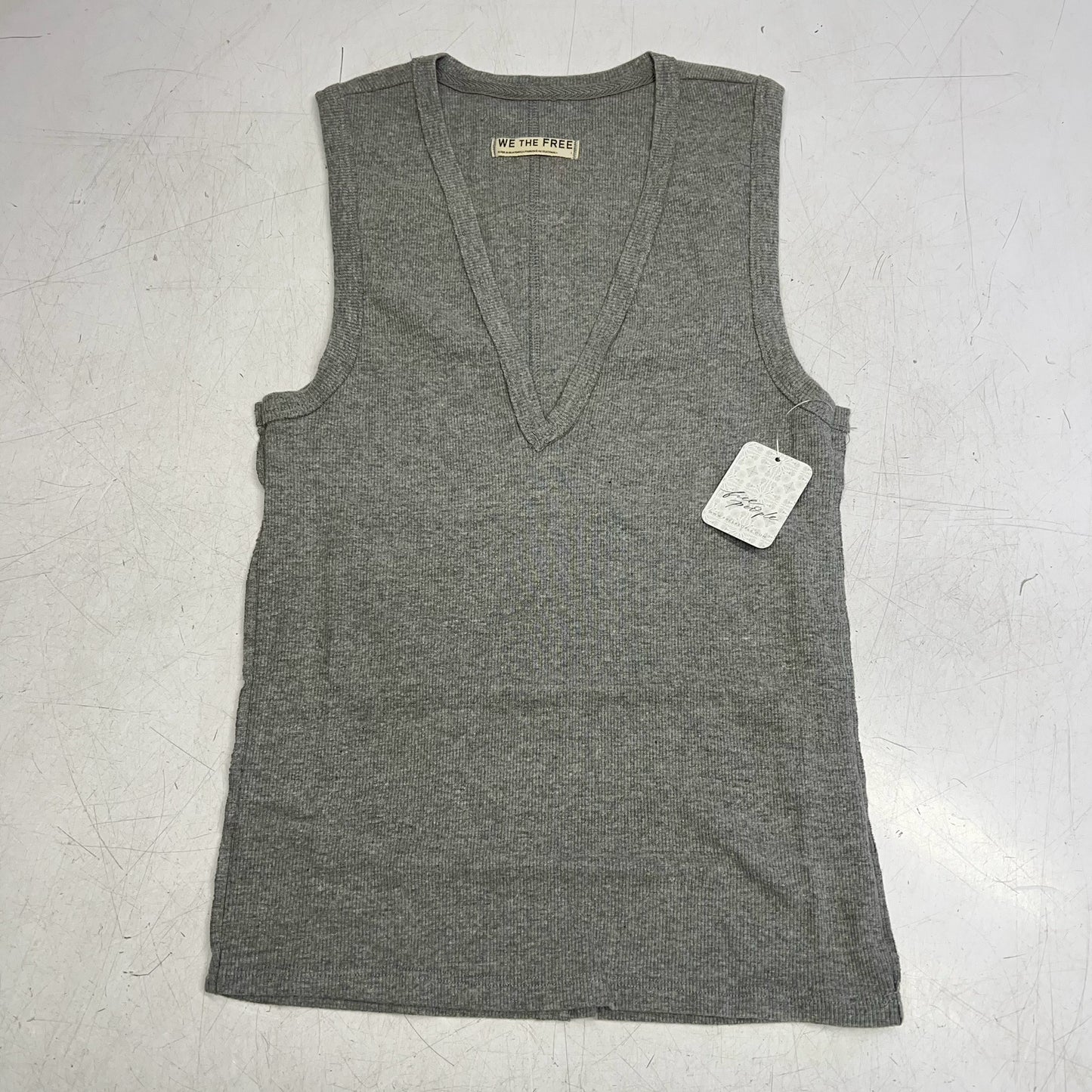 FREE PEOPLE We The Free Neria V-neck Tank Top Women's Sz M Heather Grey