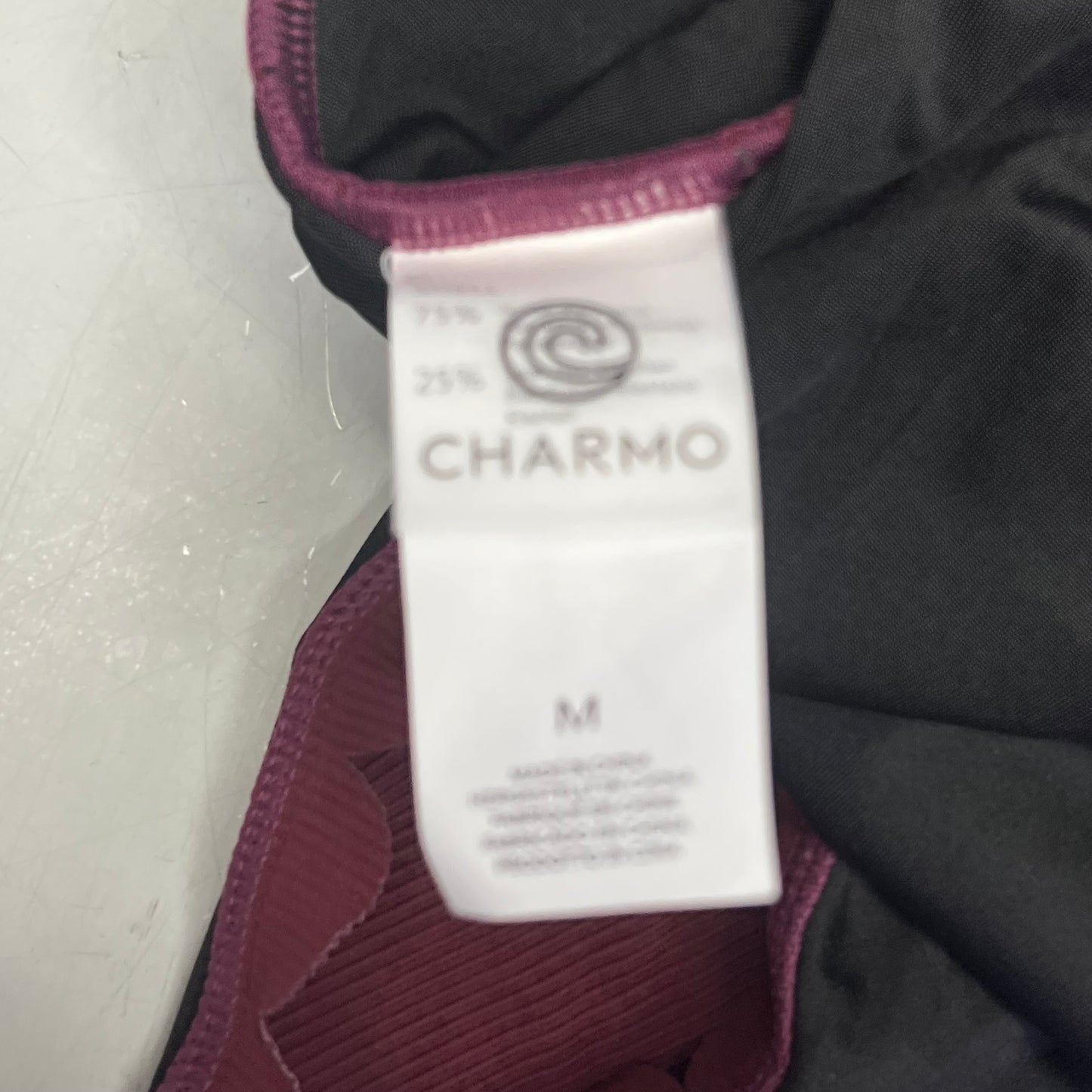 CHARMO Asymmetrical Retro Ribbed Moderate Cut One Piece Swimwear Wmn Sz M Wine