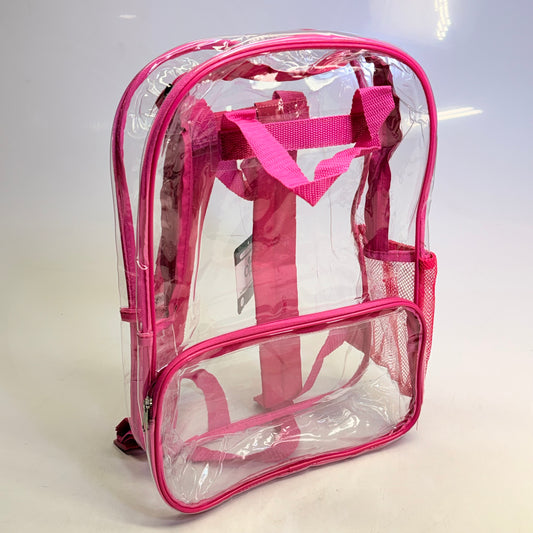 BWAP 17" Clear Plastic Backpack 17" x 12" x 6" Color Pink BP1643