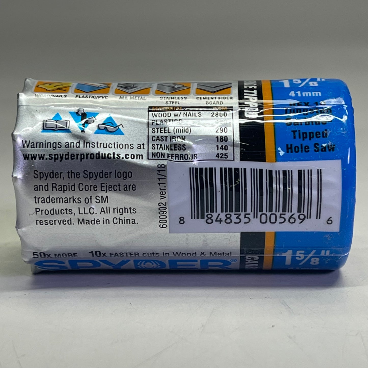 TARANTULA Spyder Carbide Tip Hole Saw 1-5/8" Black 600902