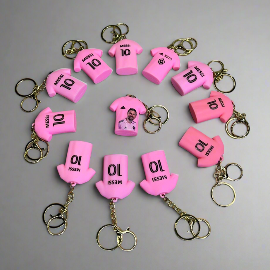 FORVER SPORTS (12 PACK) Messi Soccer Team Jersey #10 Keychain Bright Pink