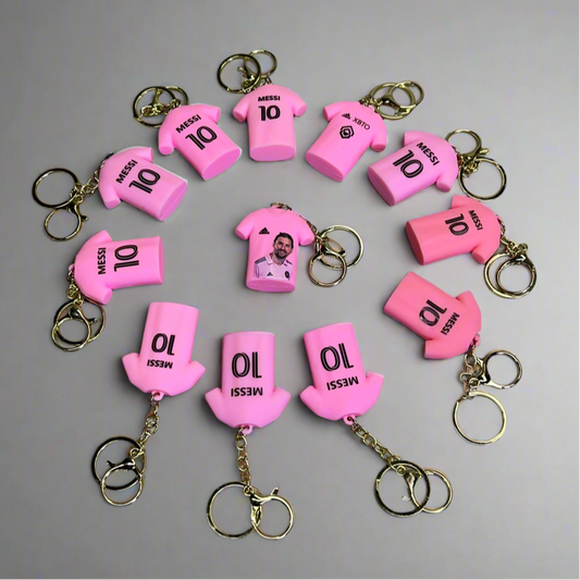 FORVER SPORTS (12 PACK) Messi Soccer Team Jersey #10 Keychain Bright Pink