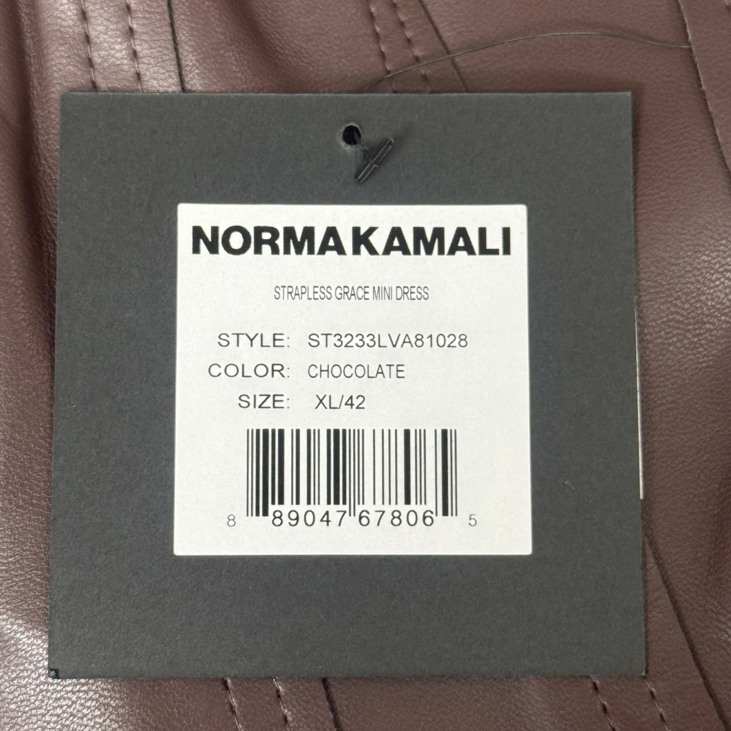 NORMA KAMALI Strapless Grace Mini Dress Unlined Women's Sz XL/42 Chocolate