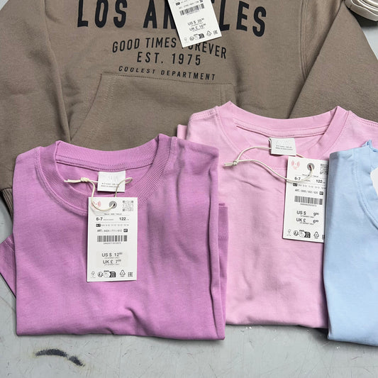 ZA@ ZARA Lot of Pullover Hoodie & Crewneck Tee Shirts W/ Shoes Girl's Sz 6/7 Multicolor