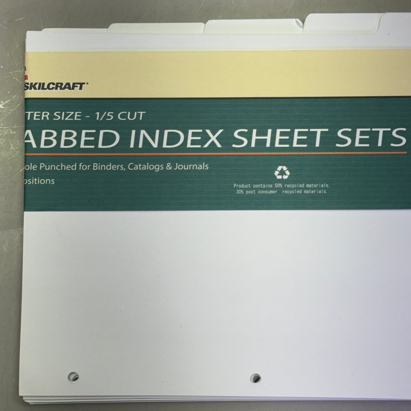 LAB INDUSTRIES (500 Sheets) Index Sheet Set Loose Leaf Binder 11" x 8.5" White 7530009594441