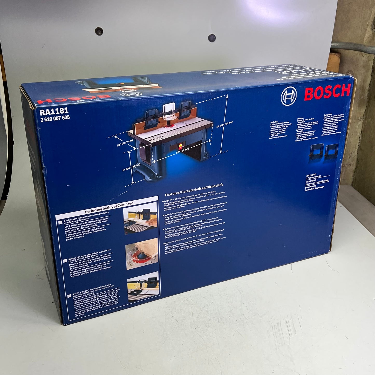 BOSCH Machined Aluminum Top Portable Jobsite Router Table 27"X18" Blue/Gray RA1181
