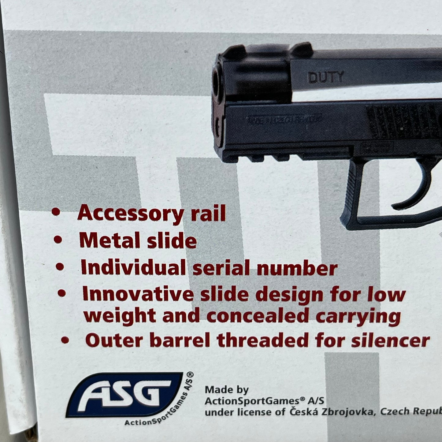 Z@ ASG Česká Zbrojovka Air Gun Gun Blowback Replica Steel BB CZ75 P-07 DUTY 16533