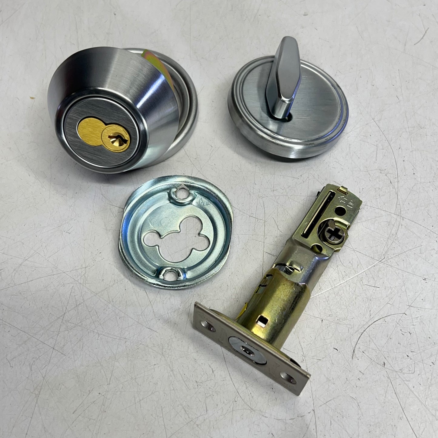 PAMEX Single Cylinder Deadbolt Fd2Series Solid Brass Cylinder Satin Chrome FDPSA