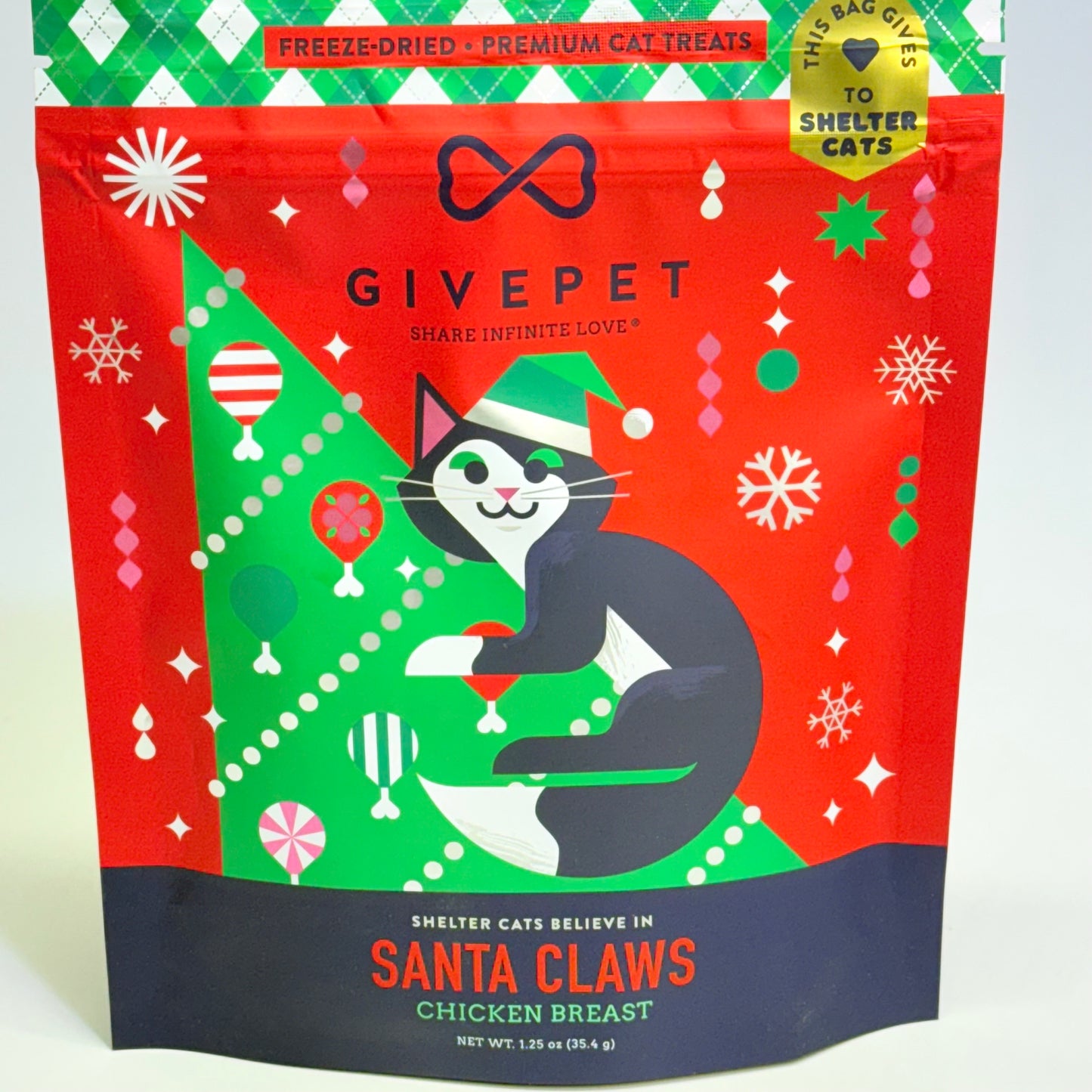 GIVEPET(3 PACK) SantaClaws Chicken Freeze Dried Premium Cat Treats 1.25oz BB 08/27