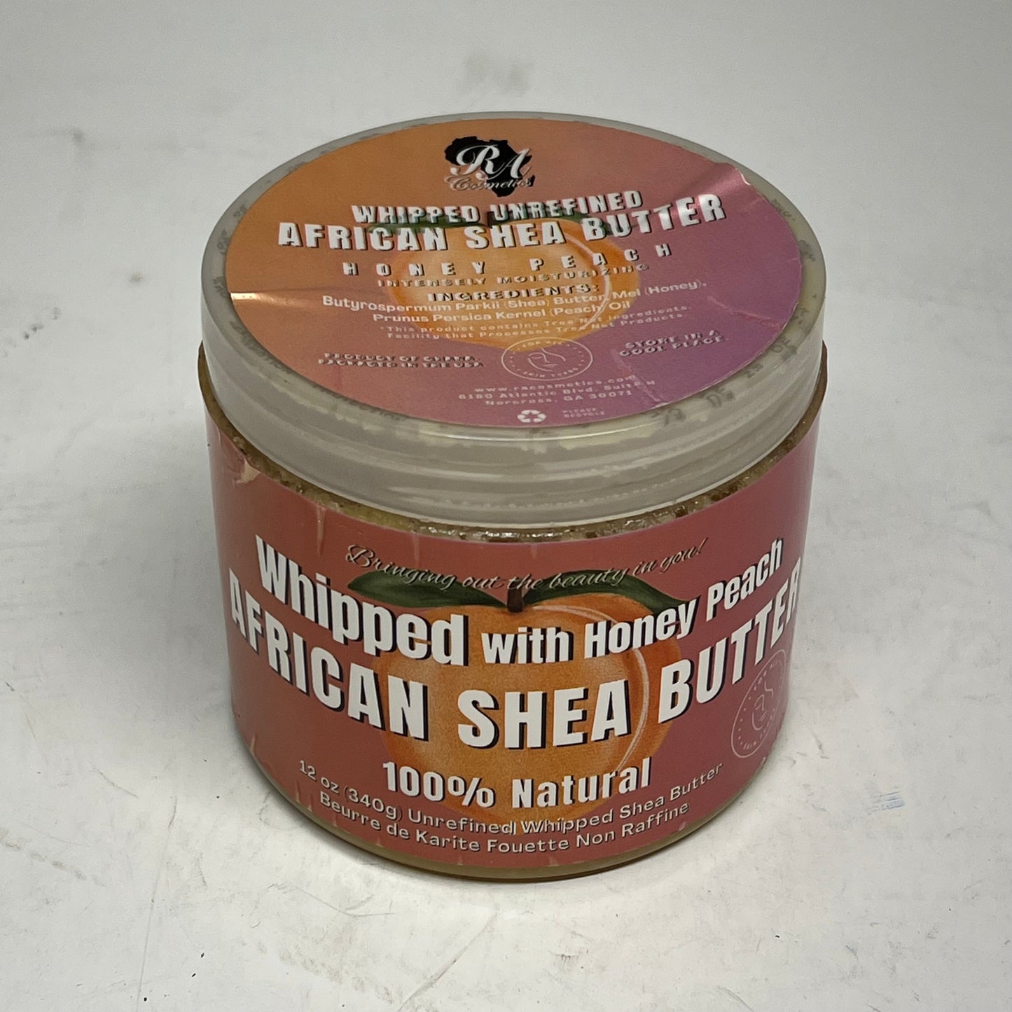 RA COSMETICS  (3 PACK) Whipped African Shea Butter W/ Honey Peach 12oz Yellow (As-Is)