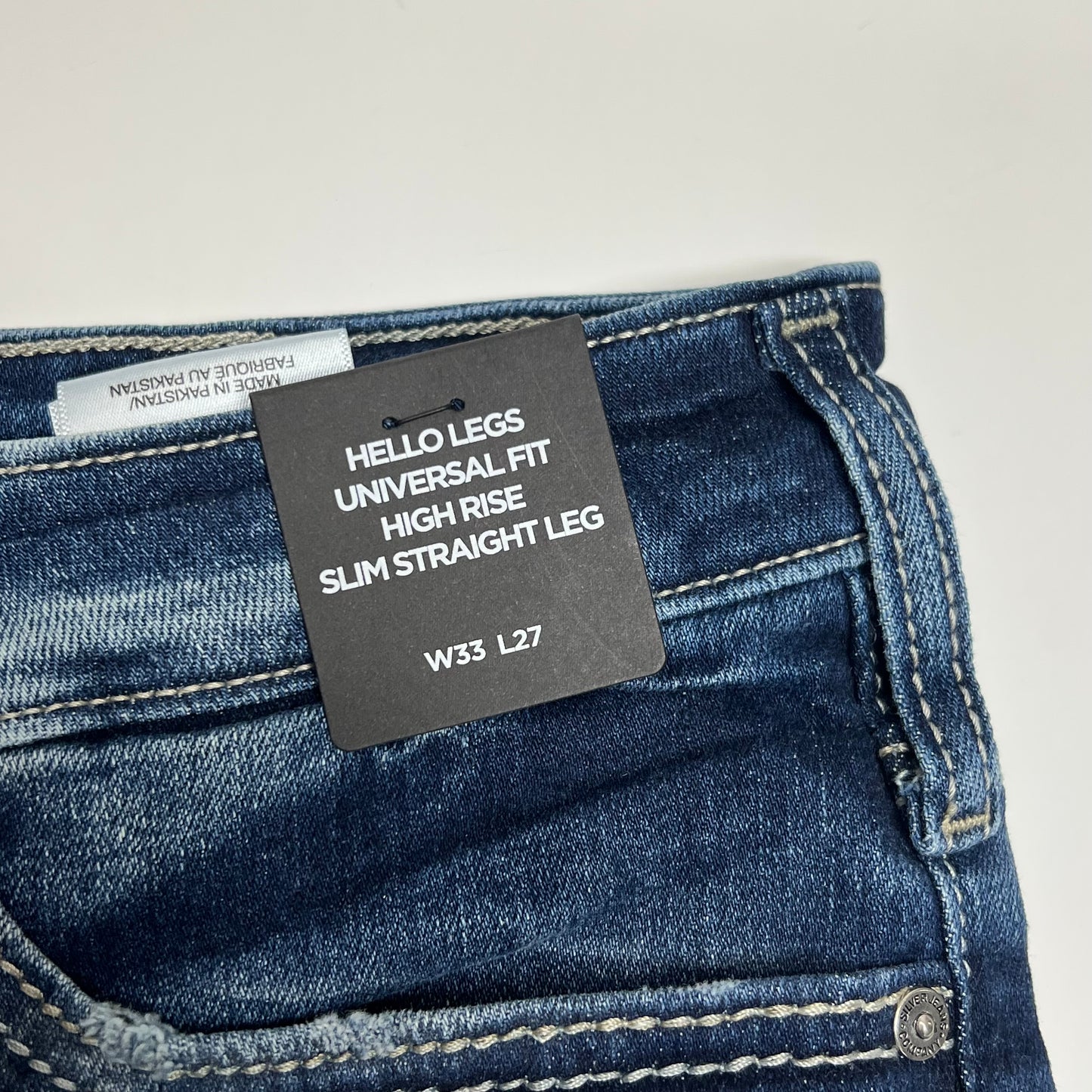 SILVER JEANS CO Hello Legs High Rise Straight Leg Jeans Women's Sz 33/27 Indigo