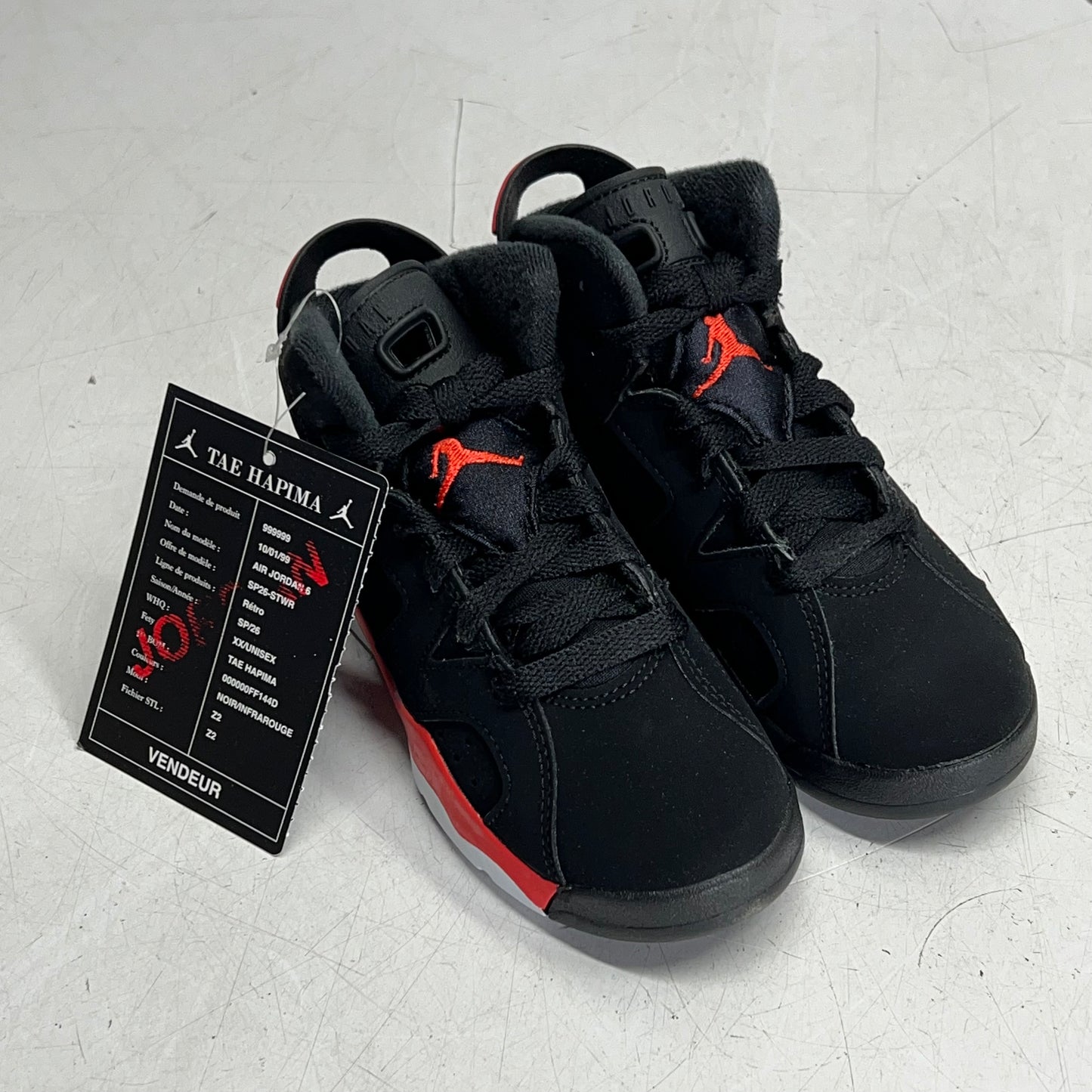 AIR JORDAN Kids Preschool 6 Retro Basketball Shoes Boys Sz 10 5C Black/Crimson
