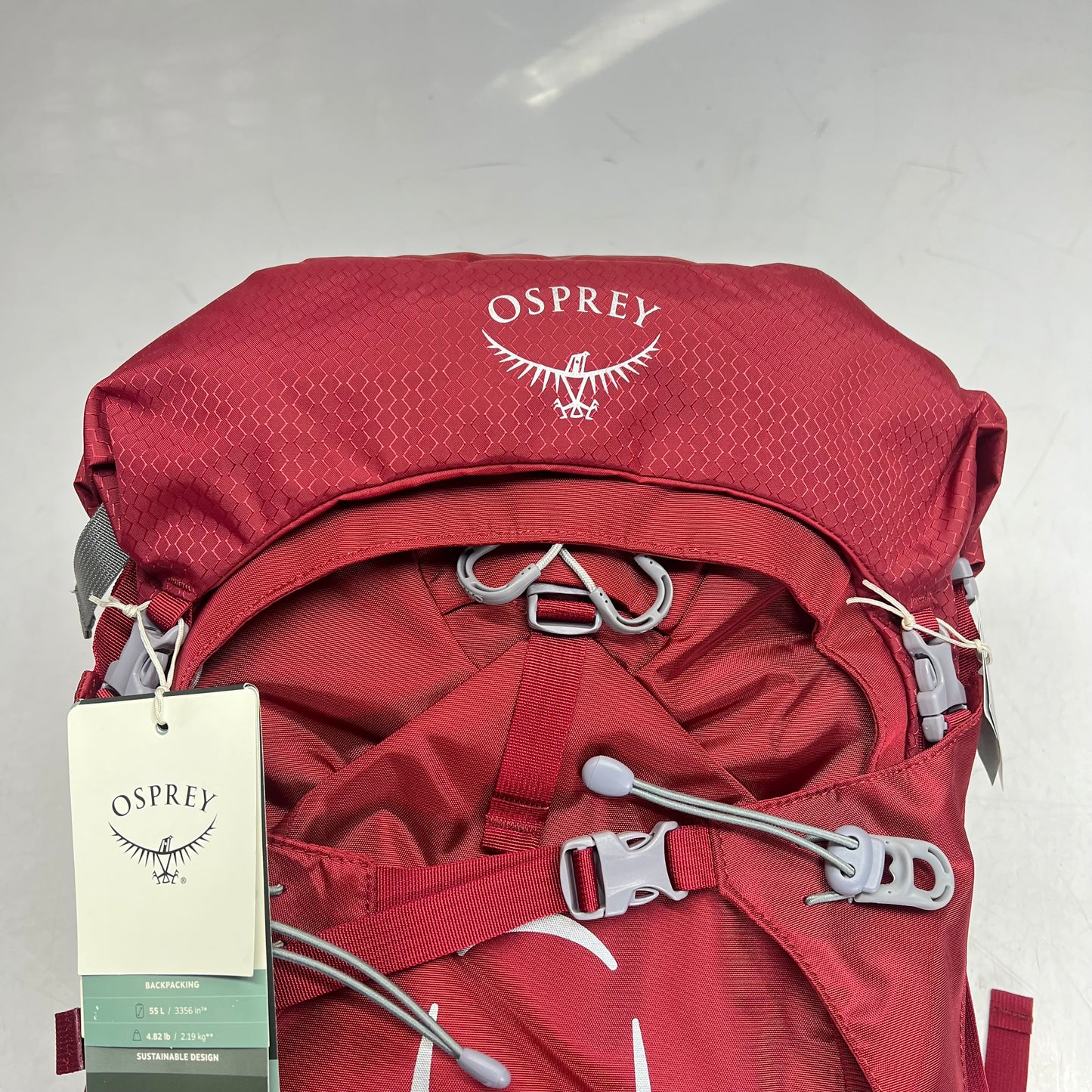 OSPREY Ariel 55L Pack Custom Fit Women's Sz L Torso Adjust Claret Red 10002887