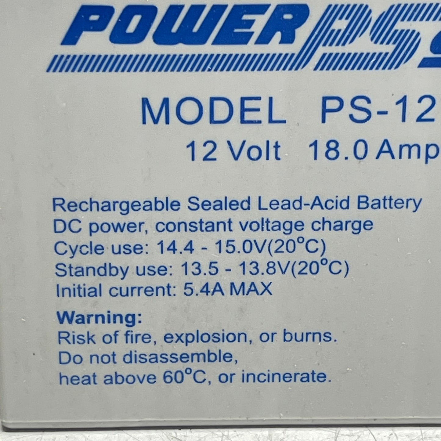 POWERPSONIC Sealed Lead Acid Battery Sla Battery 12V 18Ah Grey PS-12180 F2