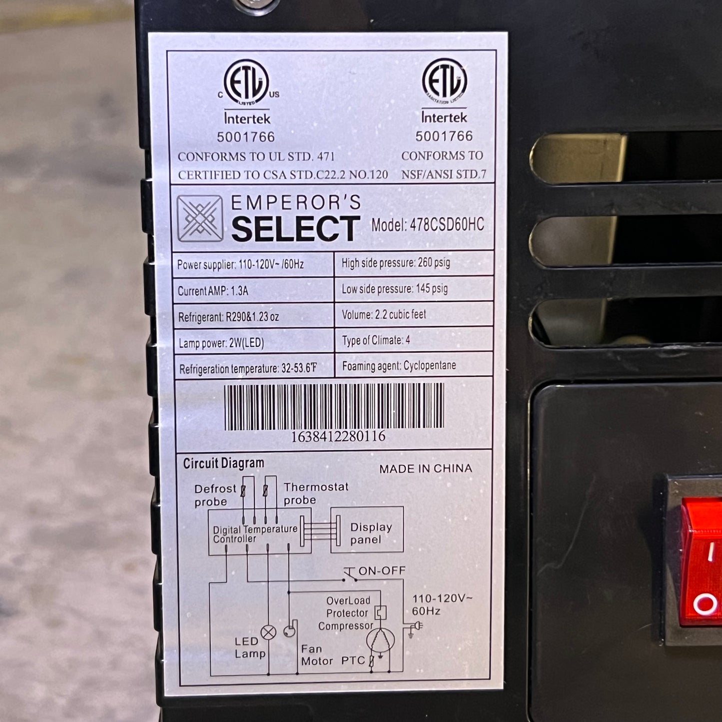 EMPEROR'S SELECT CSD-60 Countertop Refrigerated Sushi Display Case 115V 1/6HP Sz 60"W x 2 3/4 cu. ft. 478CSD60HC