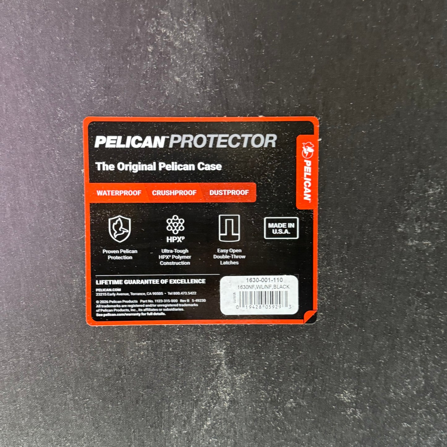 PELICAN 1630 Protector Transport Case 31.28 X 24.21 X 17.48" Black 1630-001-1|10