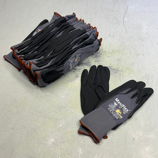 ATG (12 PAIRS) MaxiFlex Ultimate Palm Coat Knitwrist Gloves Sz L Black 34-874