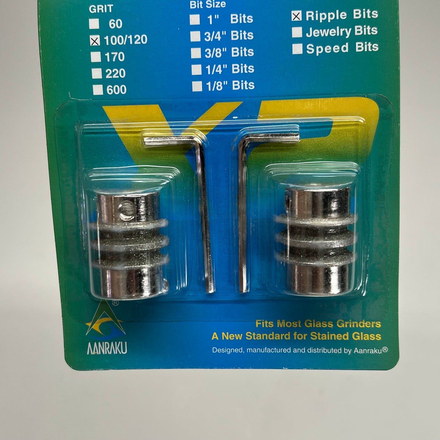 AANRAKU (SET OF 2)Twofers Ripple Bits Diamond Coating Double Plated 100/120 Grit