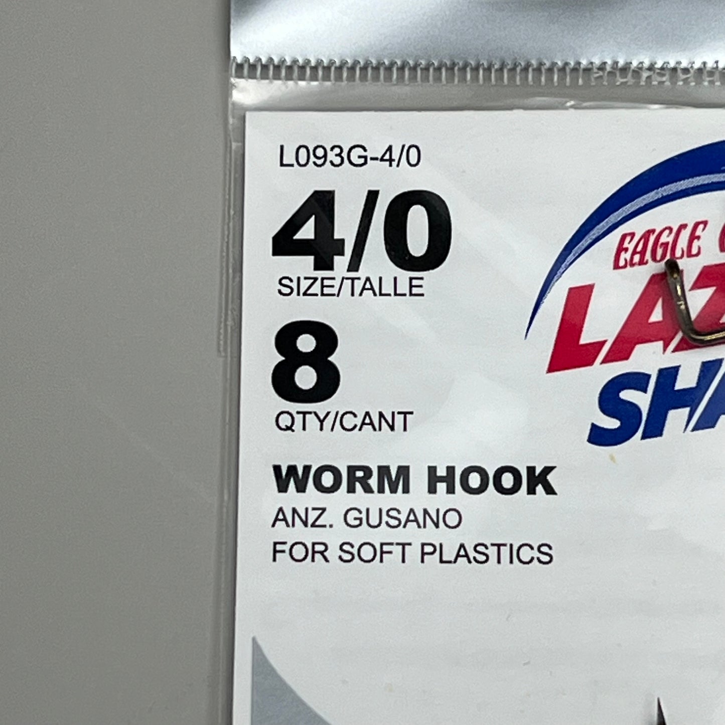 EAGLE CLAW (5 PACK) High Carbon Steel Worm Hook Bronze #4/0 8pc L093G-4/0