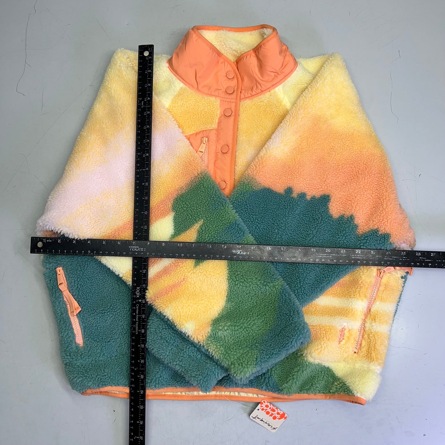 FREE PEOPLE Fluffy Half Button Rocky Ridge Pull Over Women's Sz L Tulip Pink