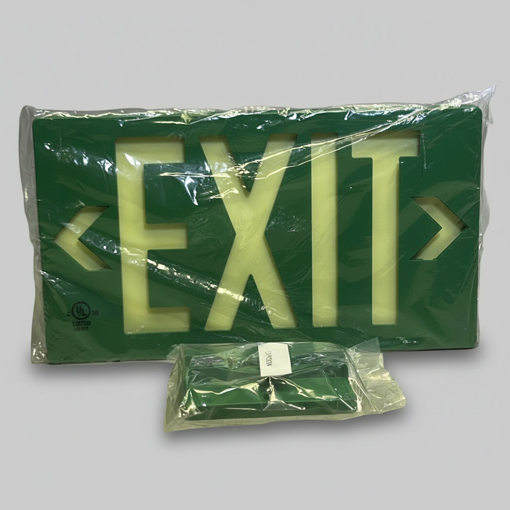ZA@ GLO BRITE Green Exit Sign Sz 15"L x 8.5"H, 325934 A
