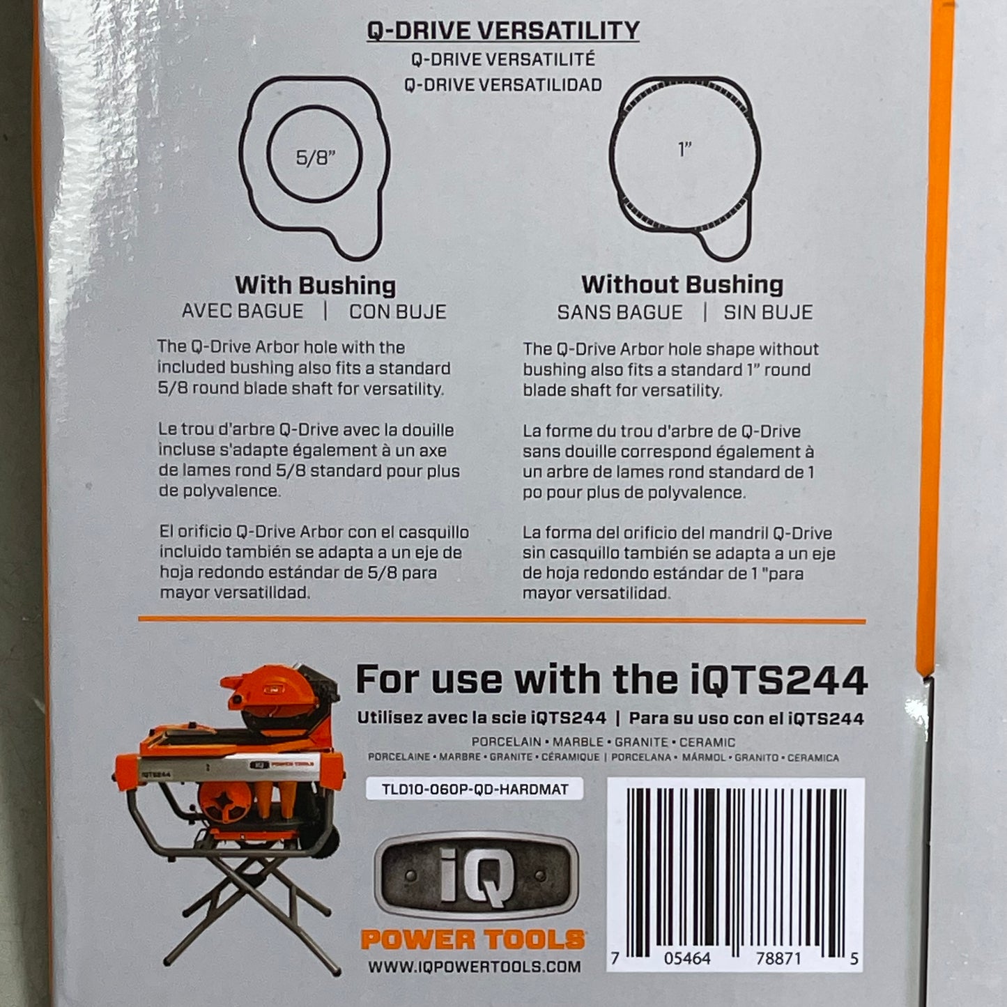 IQ POWER TOOLS Q-Drive Arbor Hard Material Blade For IQTS244 10" T10-060P-QD-HM