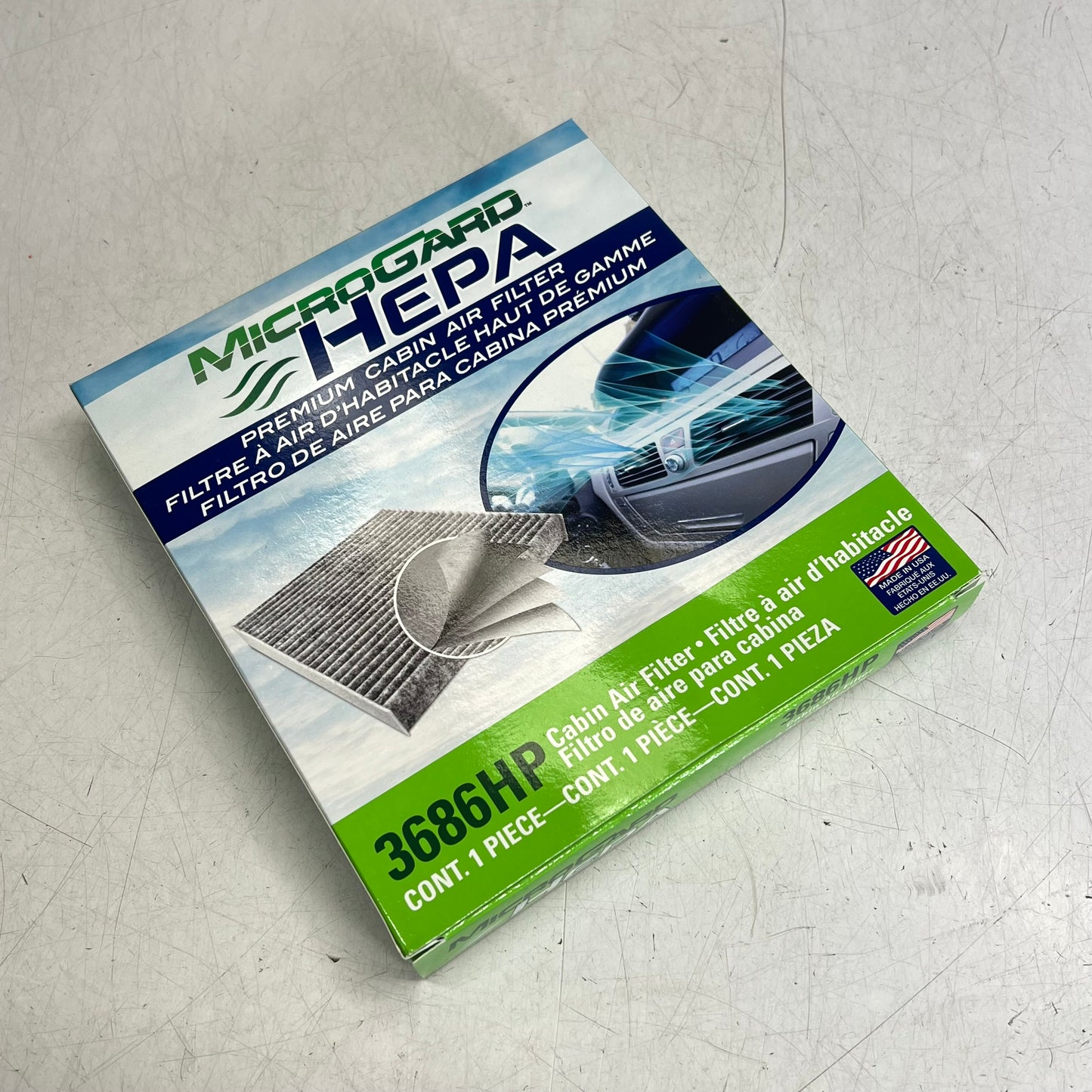 MICROGARD HEPA Premium Cabin Air Filter  8-7/16"x7-5/8"x1-1/8" 3686HP C