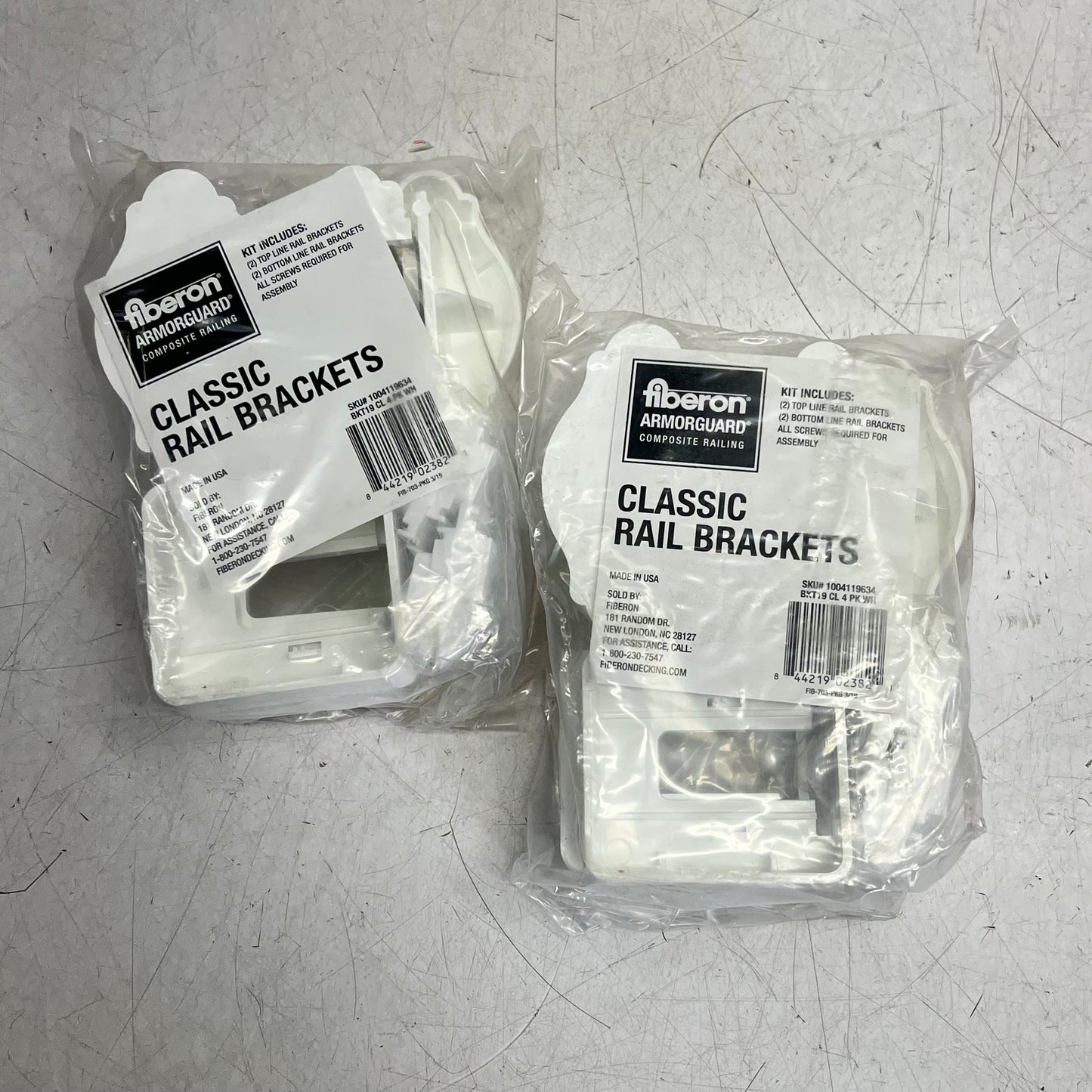 ZA@ FIBERON ARMOR GUARD  (2 PACK) Classic Line Rail Brackets  White 1004119634 A