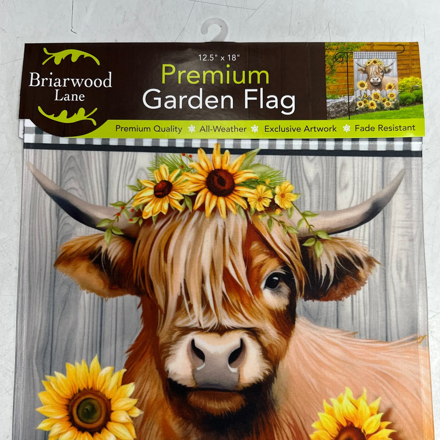 BRIARWOOD LANE Highland Cow Garden Flag Sz 12.5" x 18" Red & White G02625