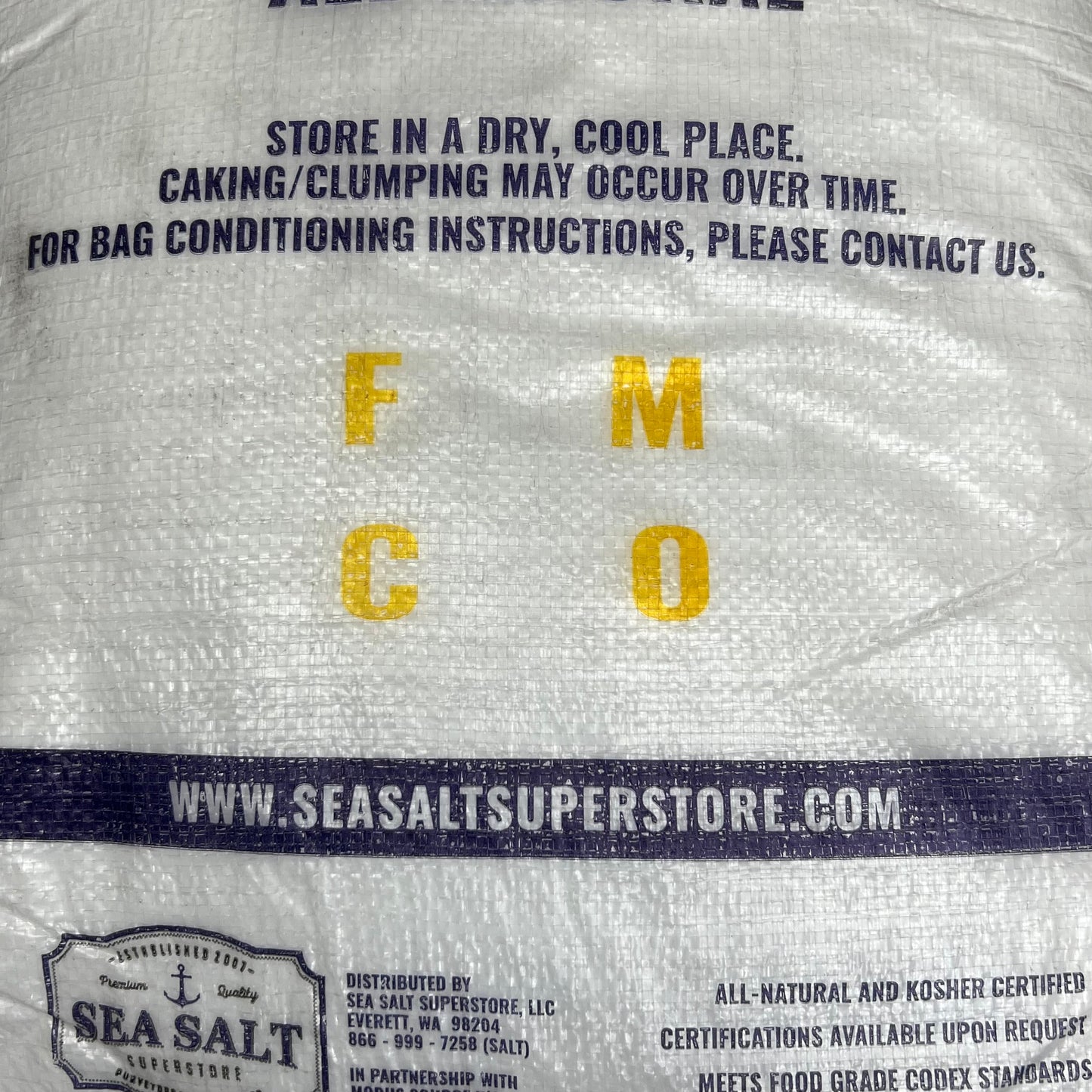 SEA SALT SUPERSTORE (50 LBS) All Natural Kosher Fine Grain Sea Salt BB 06/28