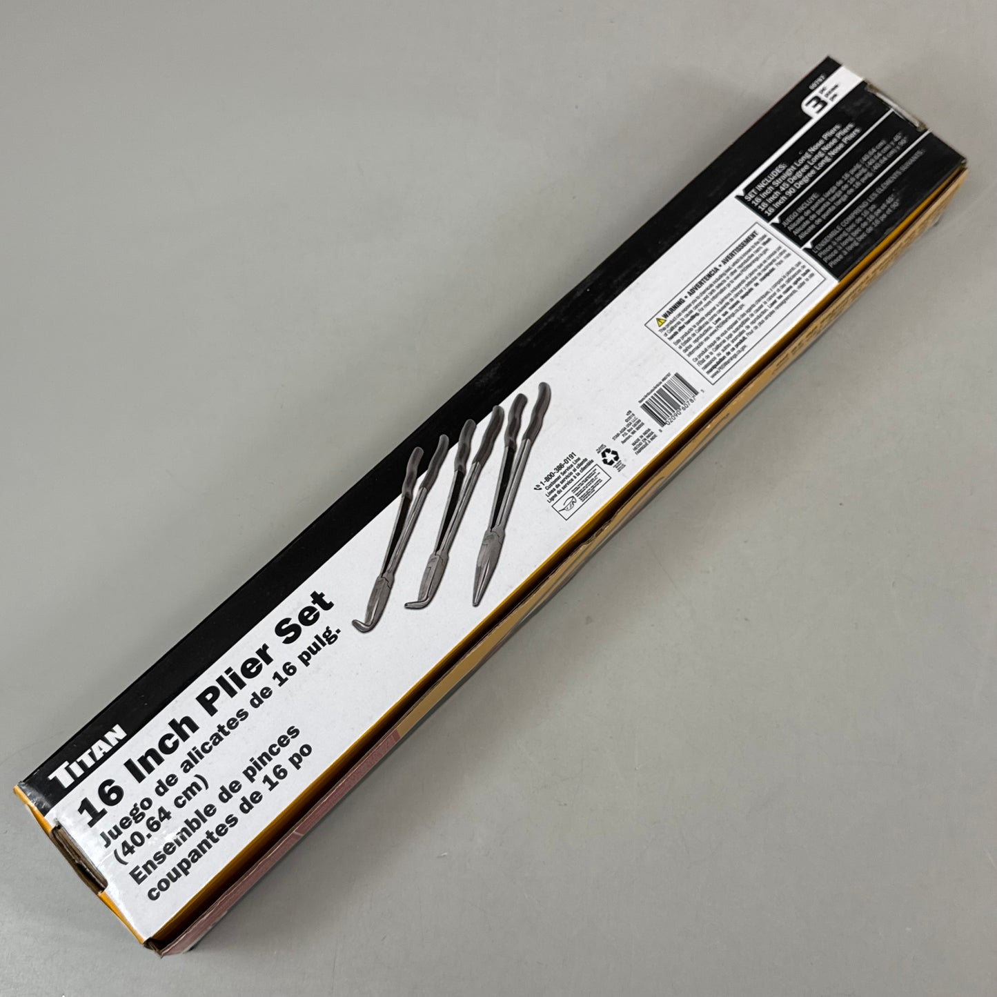 TITAN (3 Piece) Long Handle Plier Set Straight/45/90 Long Nose 16 Inch Red 60787