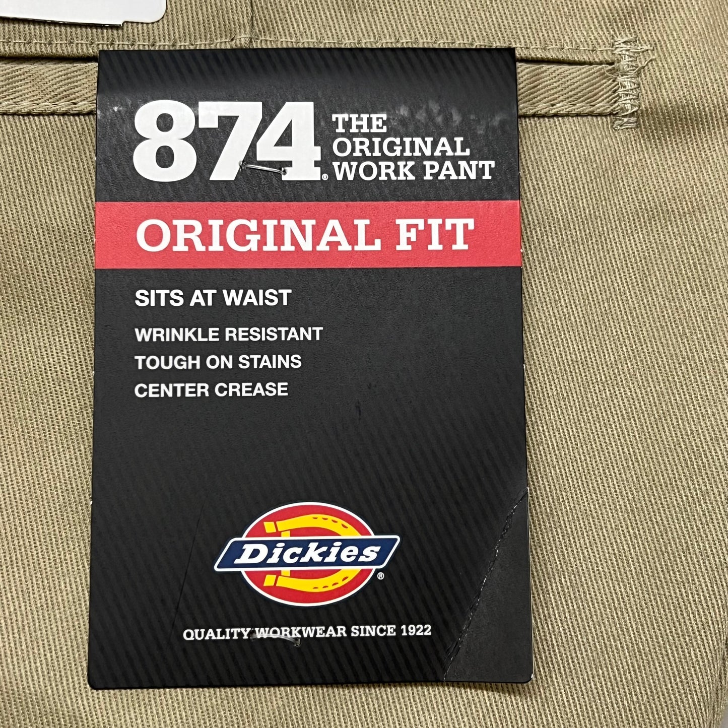 DICKIES Original 874 Original Fit Tapered Leg Work Pant Mens Sz 33X30 Khaki 874KH