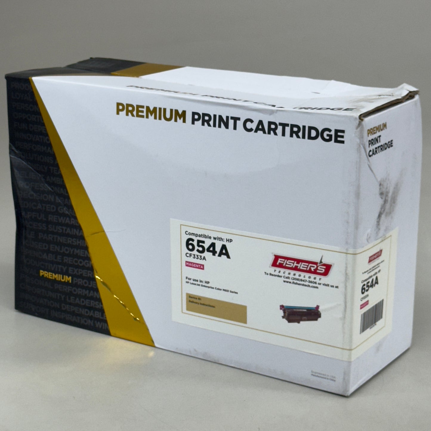 FISHER'S TECHNOLOGY Premium Print Cartridge For HP Laser Jet 654A Magenta CF333A (New Other- Distressed Packaging)