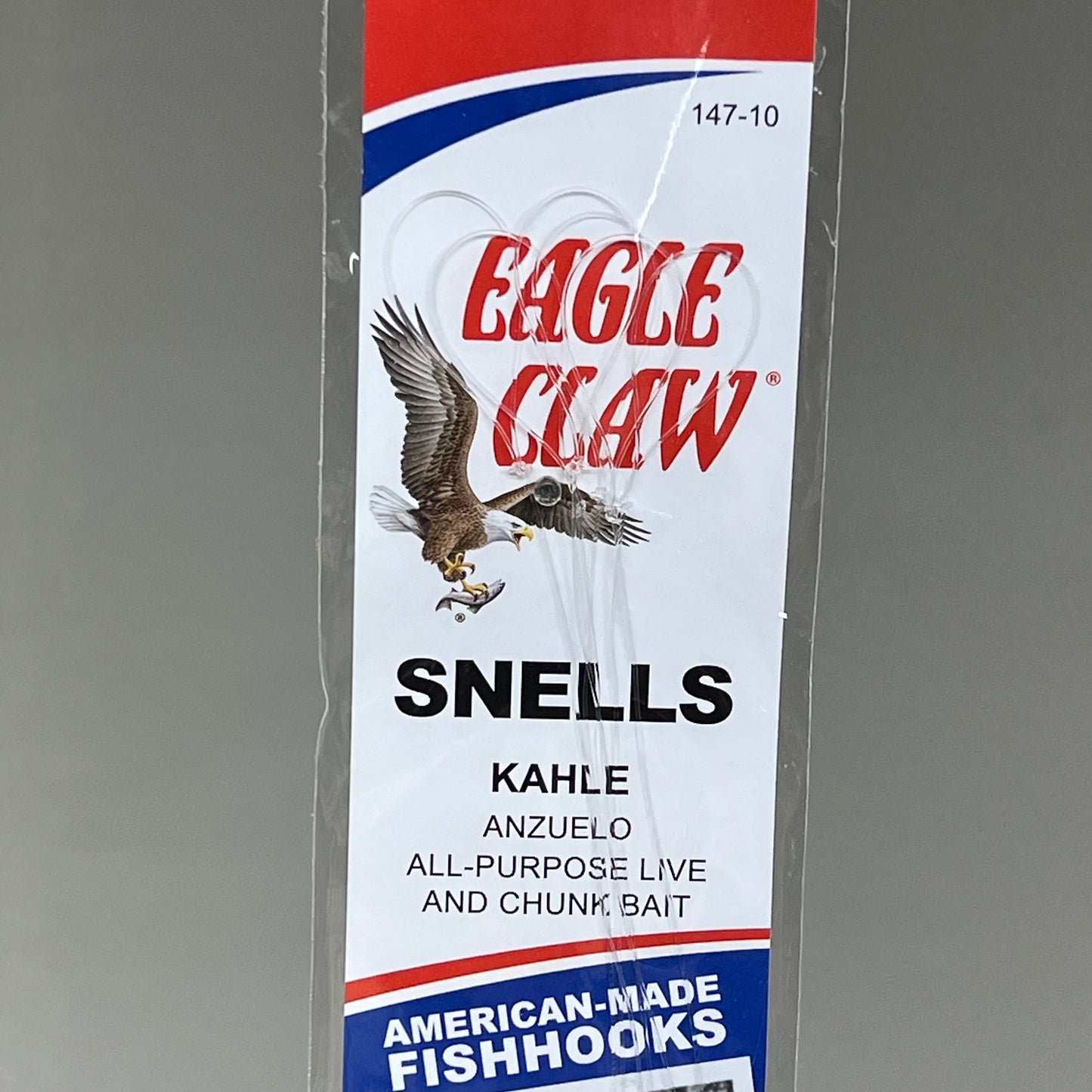 EAGLE CLAW (12 PACK) Snelled Kahle Wide Bend Fish Hooks Bronze #10 6pc 147-10