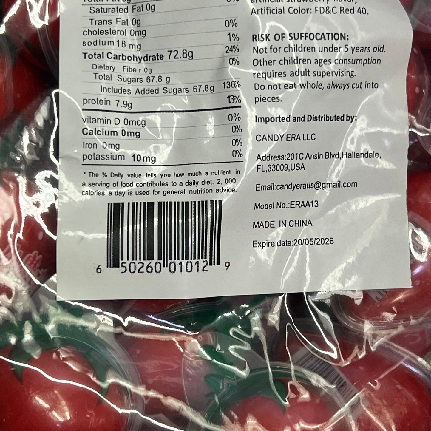 DEER DADA (5 LBS BAG) Individual Strawberry Filled Gummy Candy BB 05/26