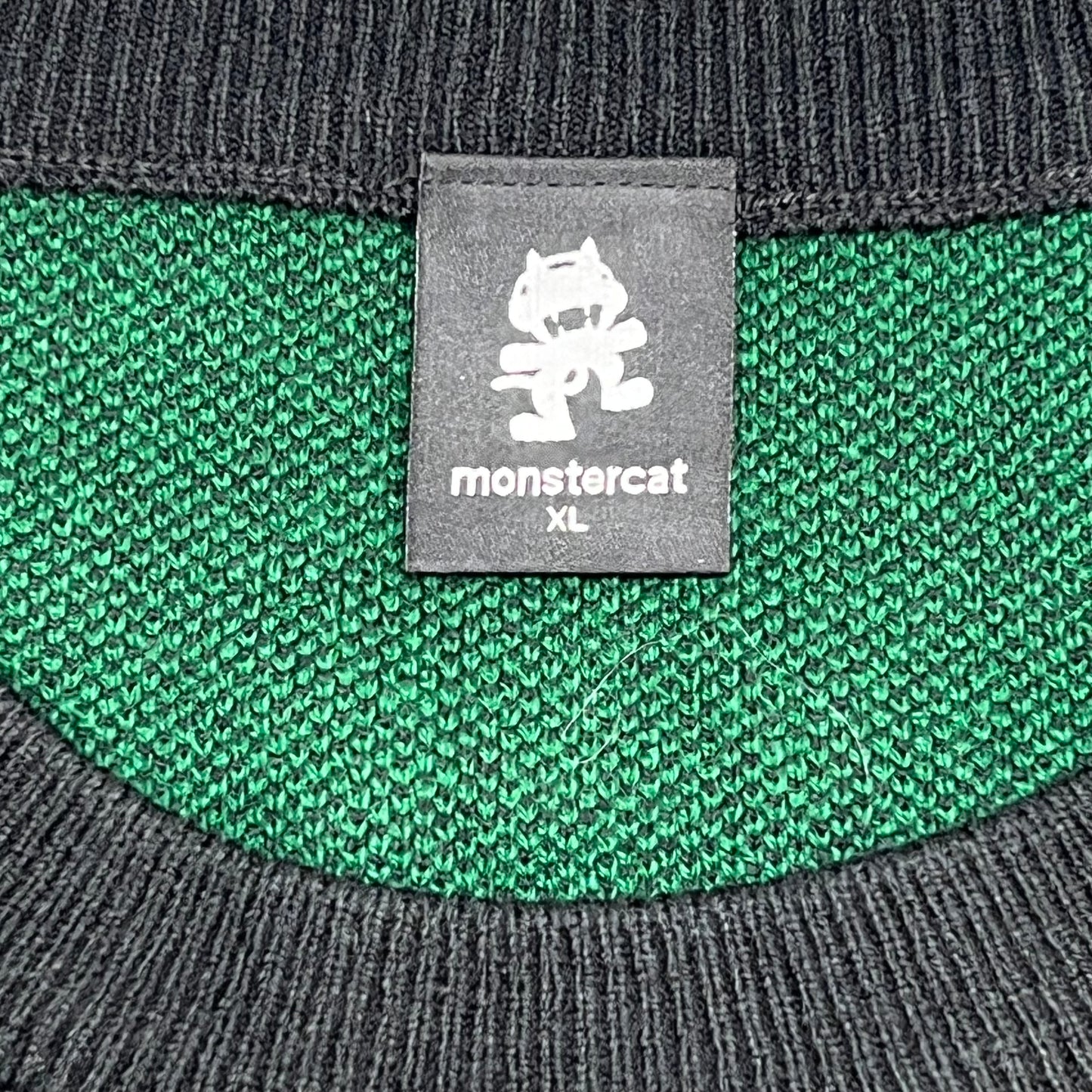 MONSTERCAT Records Soft Holiday Monogram Pullover Sweater Men's Sz XL Green