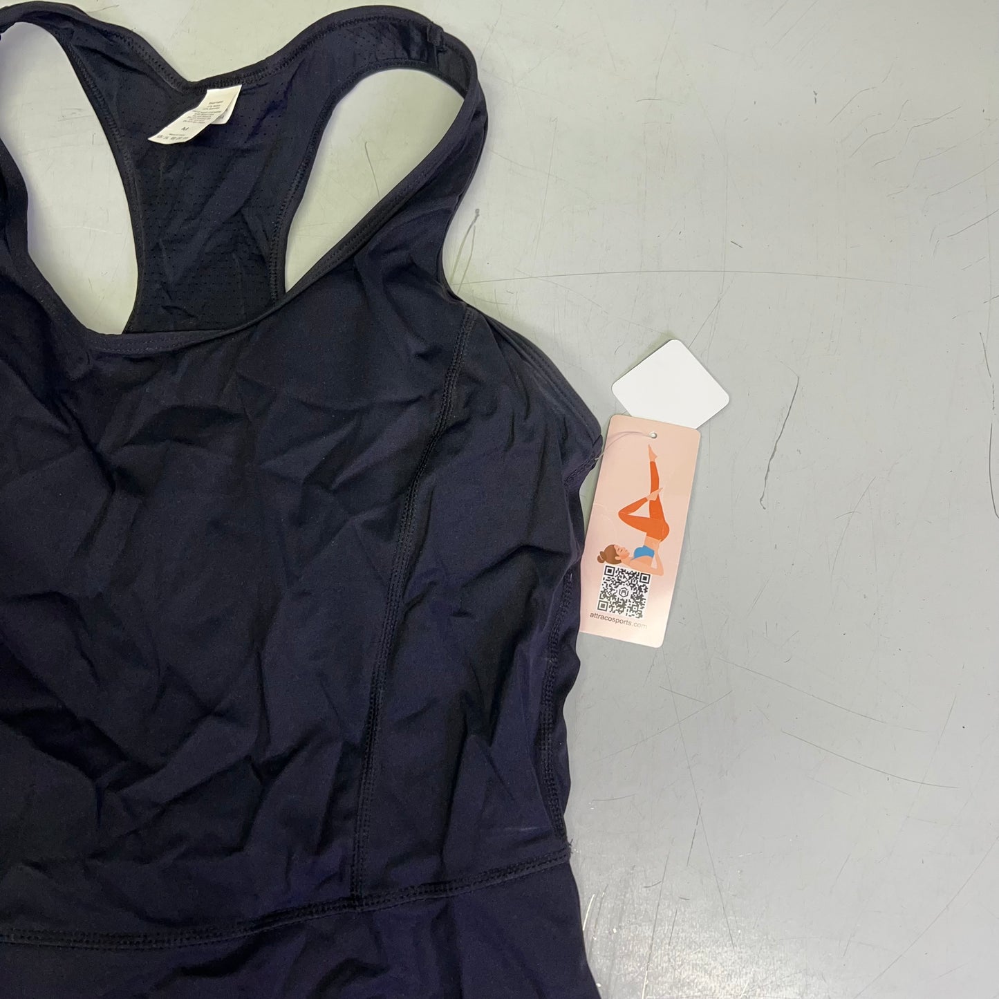 ATTRACO Racerback Athletic Dress W/ Breathe Mesh Shorts Women's Sz M Black (As-is)