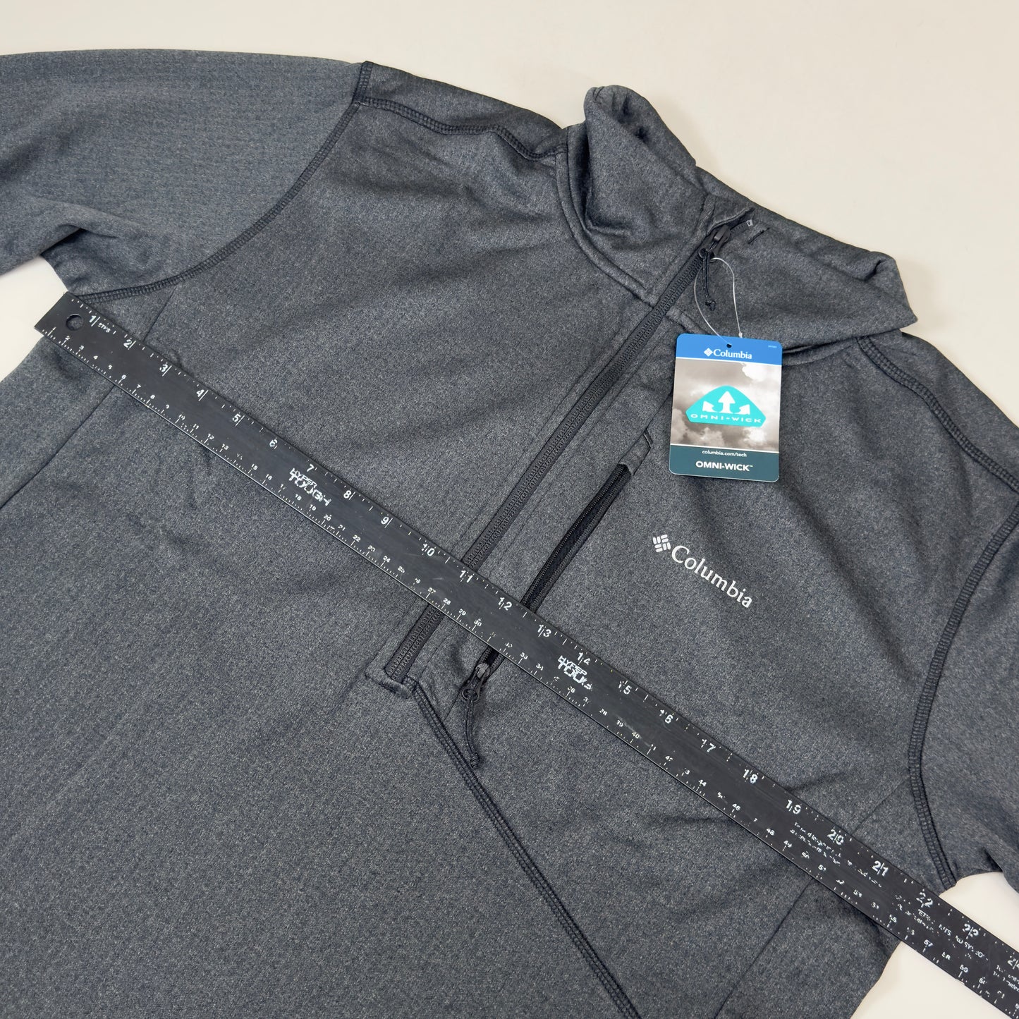COLUMBIA Park View Fleece Half Zip Omni-Wick Men's Sz L Black Heather 1952201010