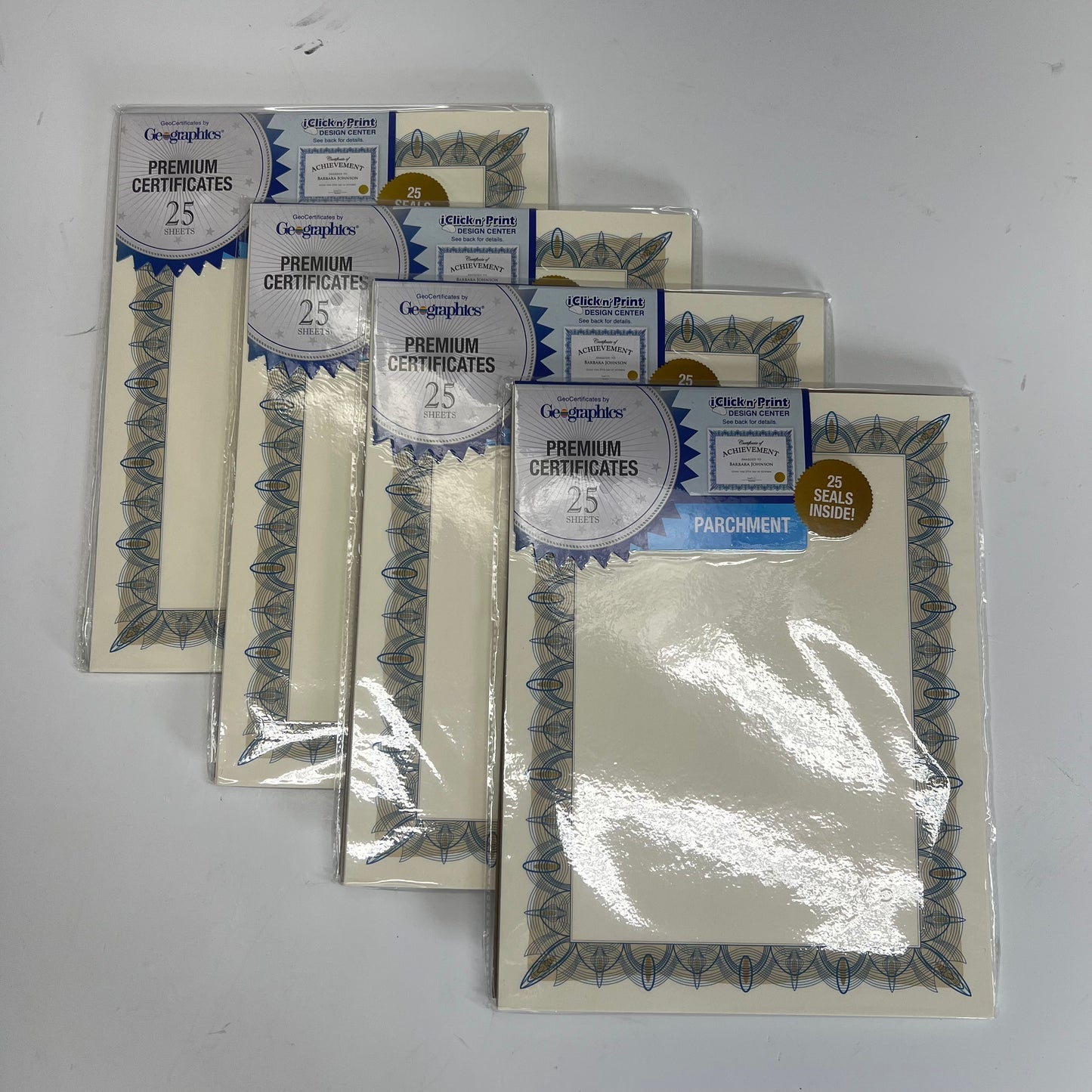 GEOGRAPHICS (4 PACK, 25 SHEETS EACH) Gold Seal Parchment Certificates 8.5"x11"
