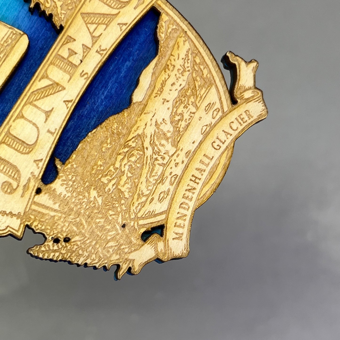 (2 PACK) Mendenhall Glacier Laser Cut Wood Magnet Souvenir JUNEAU, AK Made USA