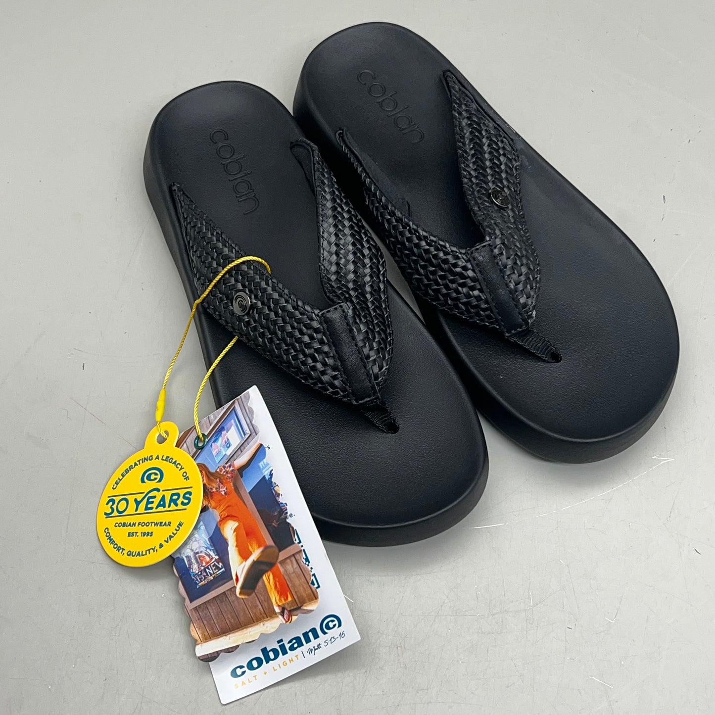 COBIAN Palmilla Braided Synthetic Leather Strap Sandals Women's Sz 7 EU 37 Black PAL25-001-07