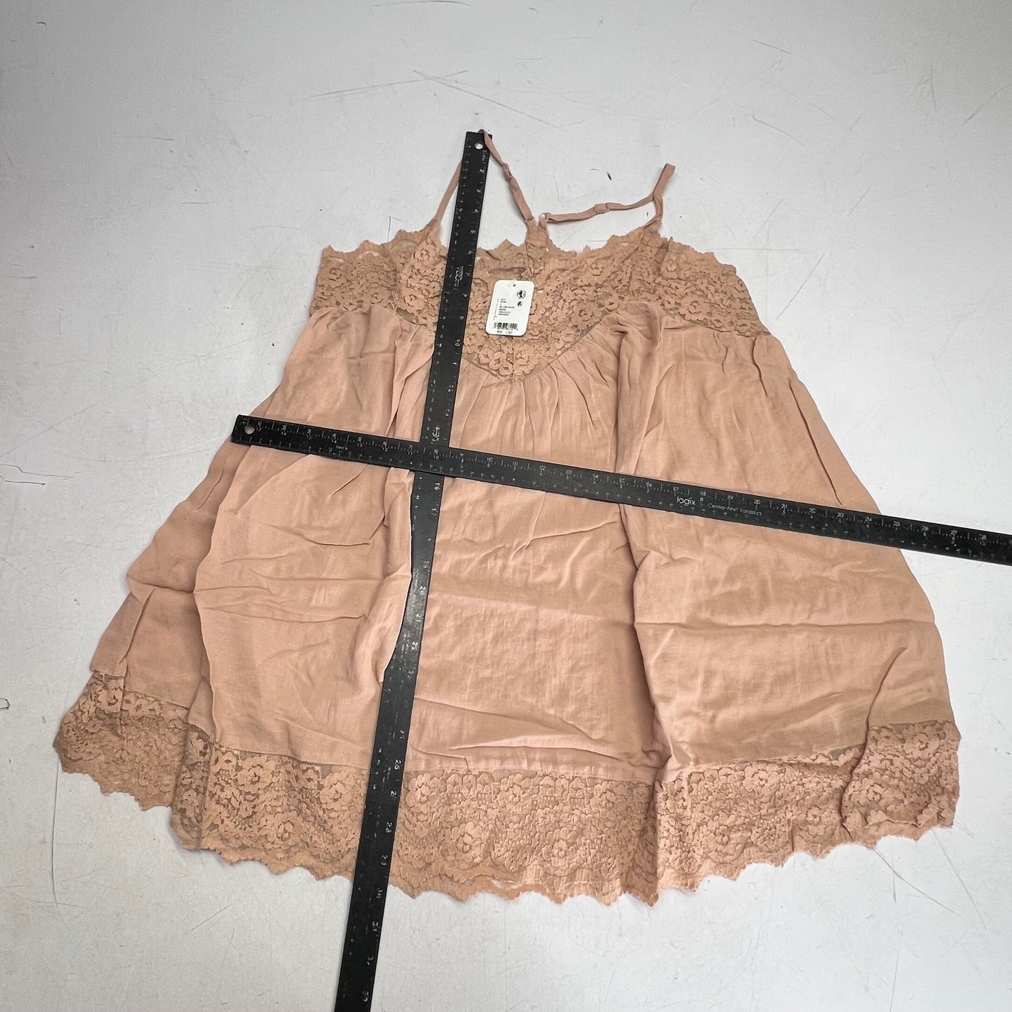 FREE PEOPLE Fiona Lace Trim Slip Dress Women's Sz L Blush Sand 102276042