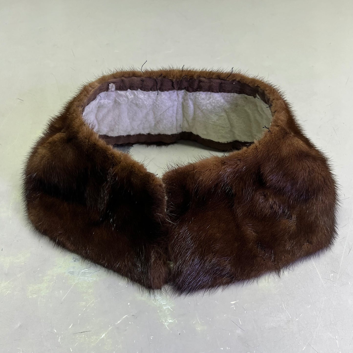 Real Mink Fur Collar/Neck Scarf 27"x5" Brown (Pre-Owned)