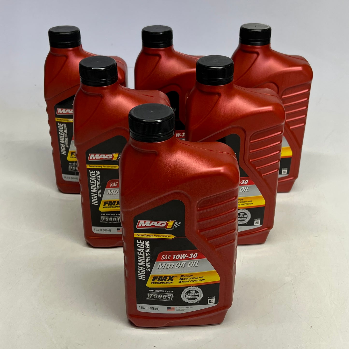 MAG1 (6 PACK) High Mileage Synthetic Blend 10W-30 Motor Oil  1 Quart Brown 64839